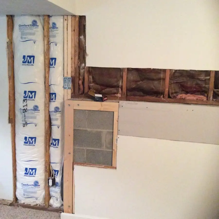 Wall insulation replacement during Basement Flood Cleanup in Riverhead